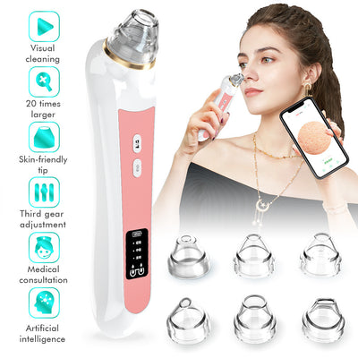 SkinVibe visual blackhead vacuum, pink, hero on vanity